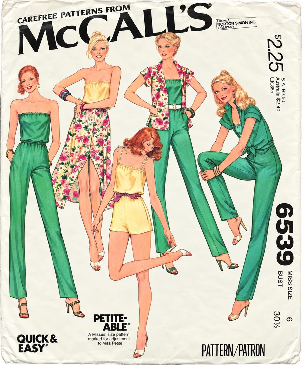 1970’s McCalls 6539 Strapless Jumpsuit & Romper Skirt Size 6 Pattern Uncut